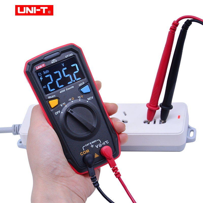 UNI-T-UT123-Digital-Multimeter-Pocket-Size-Residential-multimeter-AC-DC-voltage-Resistor-temperature-NCV-Tester